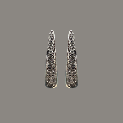 Créoles pavées de diamants or blanc 18 carats – Boucles d’oreilles diamantées