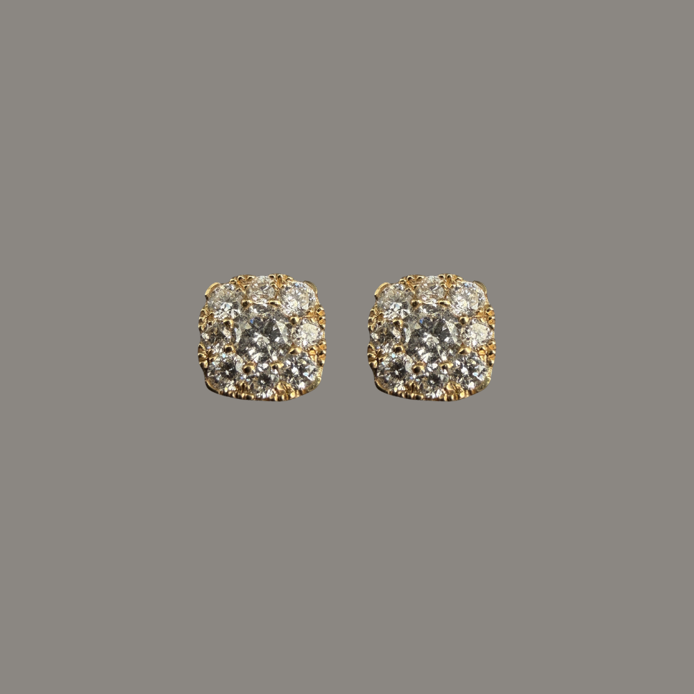 Puces d’oreilles pavées de diamants en or jaune 18 carats – 0,32 ct