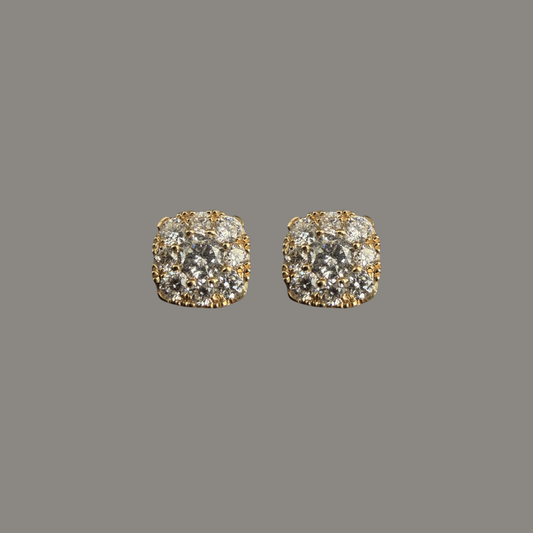 Puces d’oreilles pavées de diamants en or jaune 18 carats – 0,32 ct