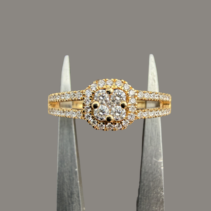 Bague diamants effet solitaire or jaune 18 carats 0,33 ct – Style illusion