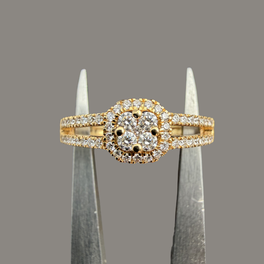 Bague diamants effet solitaire or jaune 18 carats 0,33 ct – Style illusion