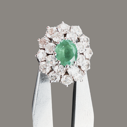 Bague Emeraude Entourage Diamants
