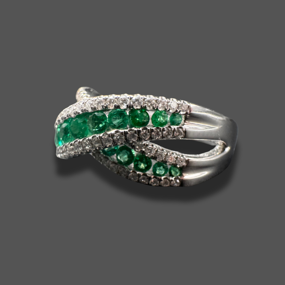 Bague Croisée Émeraudes