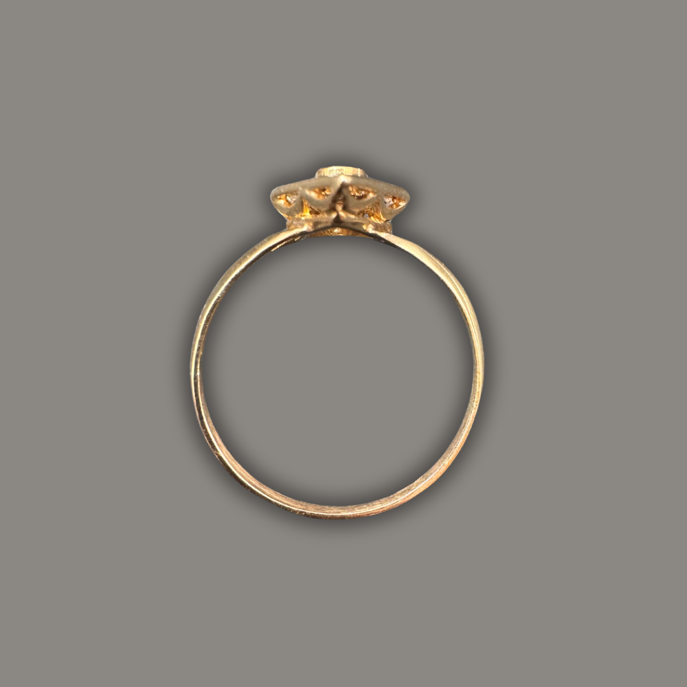 Bague Marquise en Or Jaune, Émeraude & Diamants