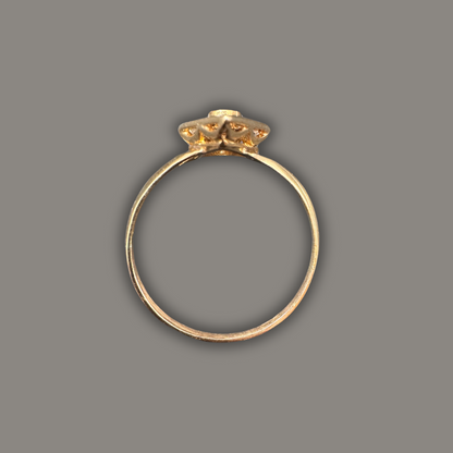 Bague Marquise en Or Jaune, Émeraude & Diamants