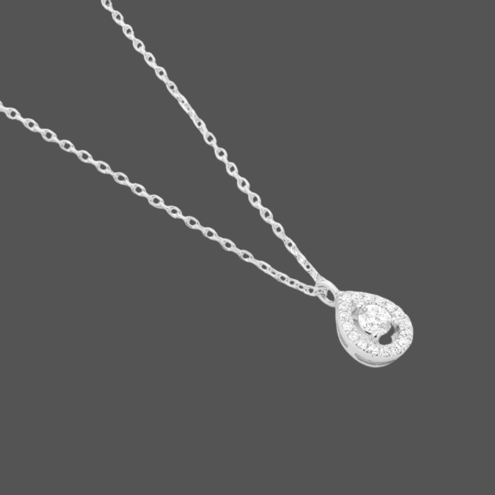 Chaine Avec Pendentif Goutte D'eau Diamants - En or Jaune ,Blanc ou Rose