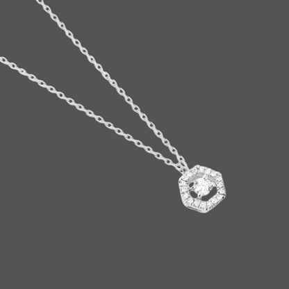 Chaine Avec Pendentif Hexagone Diamant - En or Jaune ,Blanc ou Rose