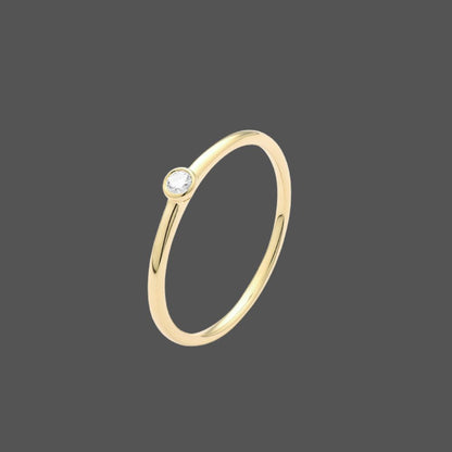 Solitaire Serti Rond - En or Blanc ou Jaune